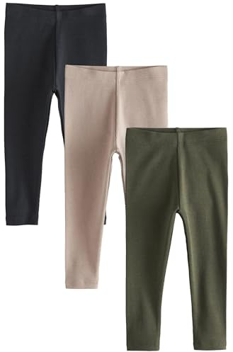 Next Jungen Gerippte Leggings, 3er-Pack Khaki/Stein 3 Monate