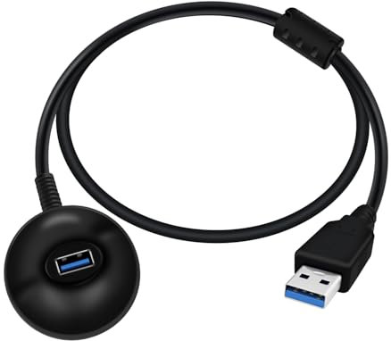 HuaLiSiJi Cavo di Prolunga USB 3.0 con Piedistallo 5Gbps Cavo USB Maschio Femmina per Scheda di Rete Wireless, Lettore di Schede, Disco Rigido, Tastiera, Mouse (Nero, 1.5 m)