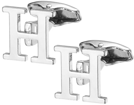 sourcing map Initial Cufflinks, Iron Classic Monogram Alphabet Letter Cuff Links for Men Business Groom Wedding Party Birthday