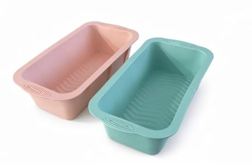 2 Piezas Moldes de Silicona para Hornear Pan, Molde Bizcocho Rectangular Antiadherente Silicona para Hornear Pasteles, Pan - 25 x 13,2 x 7 cm- para Repostería - Apto para Horno y Freidora de Aire