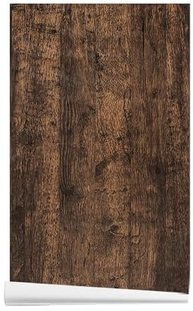 ANBILILA Self-Adhesive Wallpaper, Rustic Retro Dark Brown Weathered Wood Grain Peel and Stick Contact Paper, 44.5x500CM Distressed Wood Plank Texture Removable Wallpaper Deco Film for Wall Sticker