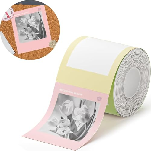 NIIMBOT Étiquettes en papier photo pour imprimante d'étiquettes B21Pro, au printemps, 54 x 66 mm, 125 étiquettes/rouleau