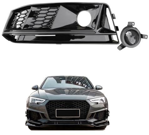 PAPEP Nebelscheinwerfer Blende für Audi A4 B9 2017-2019, Frontstoßstangen Gitter Wabengitter und Abdeckblende inklusive Abdeckrahmen,Right
