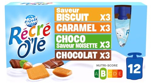 MONT BLANC - Goûter Laitier Récré O'lé au Lait Origine France - les 12 gourdes de 85 g - 1020g - Le Lot De 4