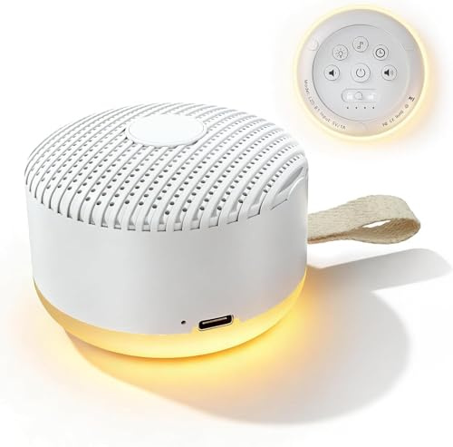 White Noise Machine,24 Soothing Sounds with Night Light,Powerful Battery, 5 Timers Memory White Noise for Baby Adults,Portable Sound Machine for Travel Gift, USB Rechargeable