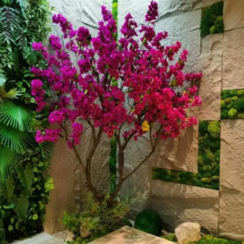 Bougainvillier Artificiel avec Feuilles et Fleurs réalistes, Faux Arbre sans Entretien for intérieur et extérieur(1M)