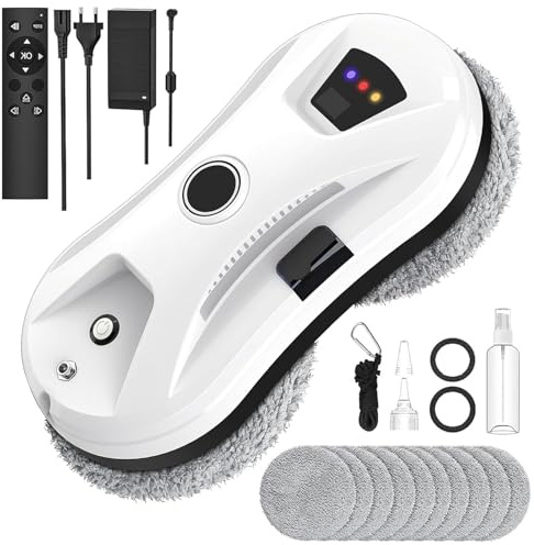 Robot Limpiacristales Automático 5600Pa, Limpia Cristales Electrico Ventanas, Limpiador de Ventanas Eléctric, Navegación Inteligente, Control Remoto y Sistema Anticaida para Cristales y Azulejos