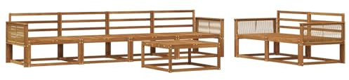 vidaXL Outdoor-Sofagarnitur 7 pcs Natur Massivholz Akazie, Gartenmöbel, modernes Outdoor-Sofa Set, modulare Sitzgelegenheiten, Loungemöbel für deinen Garten