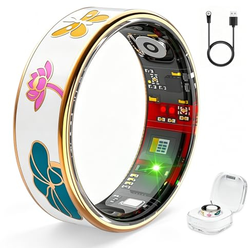 Smart Ring for Women Men - Fitness Tracker Ring with Sleep Tracking, Heart Rate Monitor, Blood Oxygen Tracking, Step Counter, Waterproof for Android & iOS, No Subscription Fee (White, 10)