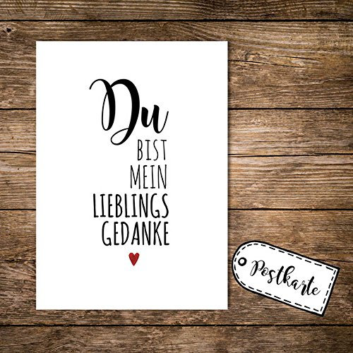 ilka parey wandtattoo-welt® A6 Postkarte Print mit Spruch Du bist mein Lieblingsgedanke pk01