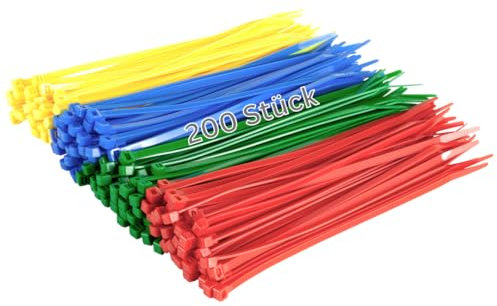 Gocableties - Fascette Plastica Multi - 200 mm x 4,8 mm - 200 Pezzi - Fascette Elettricista