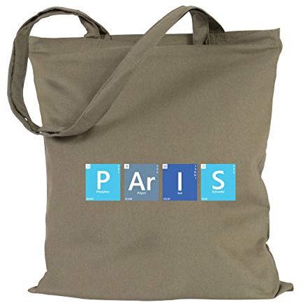 JUNIWORDS Jutebeutel - Periodensystem Worte - Wähle ein Motiv & Farbe - Paris Farbe: Khaki