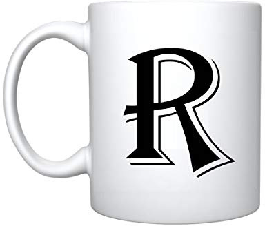 iTRONiK Alphabet Mug Letter Mugs Initial Coffee Cup Birthday Fathers Day Mothers Day Gift (R)
