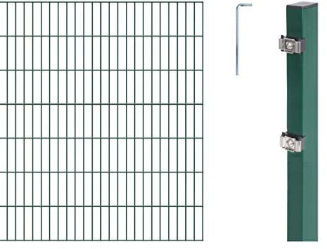 Alberts 653187 Doppelstabmattenzaun als 26 tlg. Zaun-Komplettset | verschiedene Längen und Höhen | grün | Höhe 140 cm | Länge 24 m