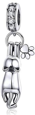 Katzen-Charm-Perlen, 925er-Sterlingsilber, Charm-Anhänger für Pandora-Armband, Halskette, Tierstil-Perlen für Damen-Armband, Kristall