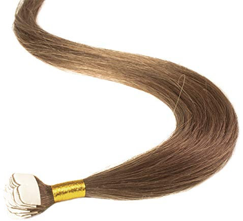 hair2heart Premium Mini Tape Extensions Echthaar - 12 Tapes 50cm Dunkelblond