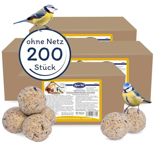 Lyra Pet® | 200 Premium Meisenknödel ohne Netz à 85 g | Energielieferant für Wildvögel | Mineralstoffhaltiges Wildvogelfutter | Kraftspendendes Fettfutter | Ganzjähriges, nährstoffreiches Vogelfutter