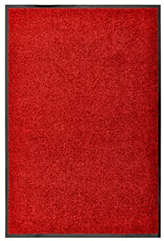 vidaXL Fußmatte Waschbar Schmutzfangmatte Türmatte Fußabtreter Schmutzmatte Schmutzfangläufer Sauberlaufmatte Innen Außen Rot 60x90cm