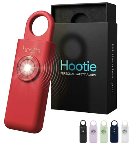 Hootie Persönlicher Schlüsselanhänger-Alarm – Handheld-Sicherheitssirene zur Selbstverteidigung und Notfall, lautes Taschen- und Schlüsselanhänger-sicheres Soundgerät mit Panik-Stroboskoplicht, Rot