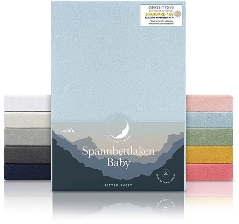 Laleni Jersey Spannbettlaken 40x90 cm Babybett - Oeko-TEX zertifiziertes Kinderwagen Spannbettlaken - Stubenwagen Bezug aus 100% Baumwolle - Spannbettlaken Kinderwagen - für Nestchen Baby in Hellblau