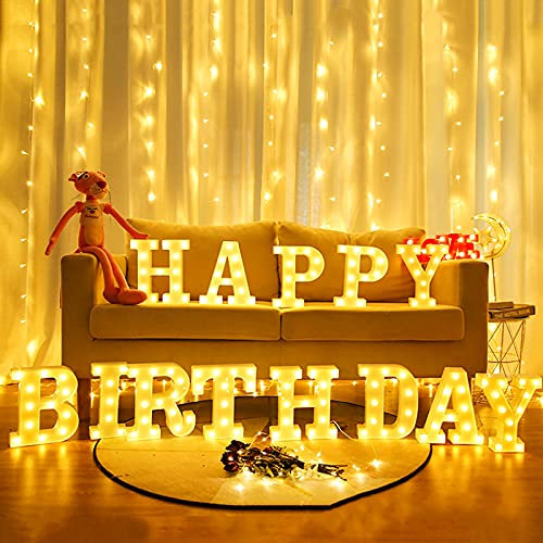 Brightdeco 155 Bulbs Light Up Happy Birthday Sign LED Marquee Letter Sign Anniversary Party Night Lamp Banquet Props (Large Size)