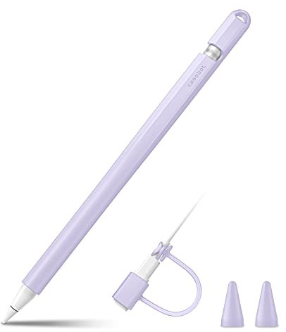 FINTIE Étui en Silicone Compatible avec Pencil (1ère Génération), Etui de Protection Léger Housse pour Stylo avec Couvercle de Points, Lilas