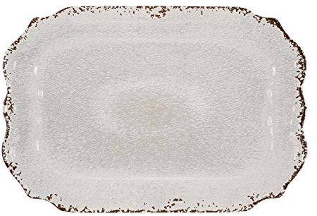 UP Crackle Tablett aus Melamin, rechteckig, 50,8 cm, cremefarben