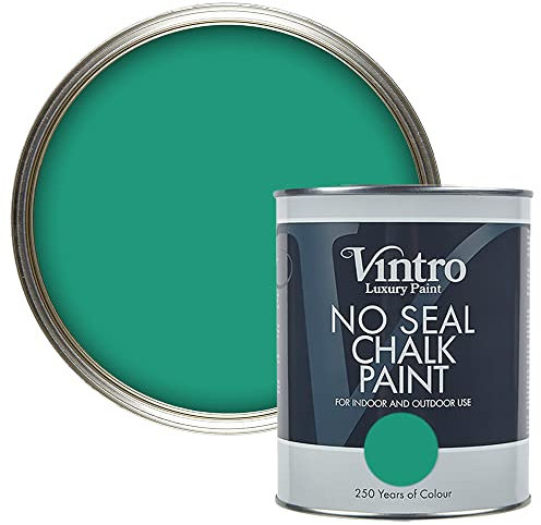 Vintro | No Seal Chalk Paint | Emerald Green | Interior & Exterior Use | Furniture | Walls | Wood | Metal | 1 Litre (Esmeralde)