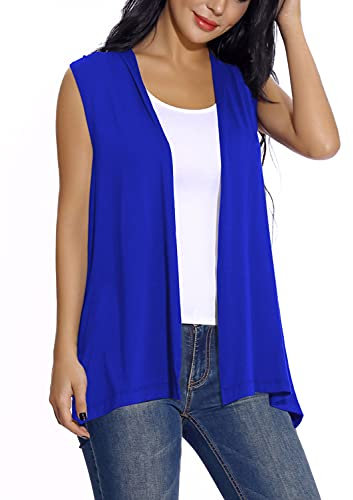 Veste sans Manches à Manches Longues pour Femmes, Gilet Léger et Léger (L, Bleu Royal)