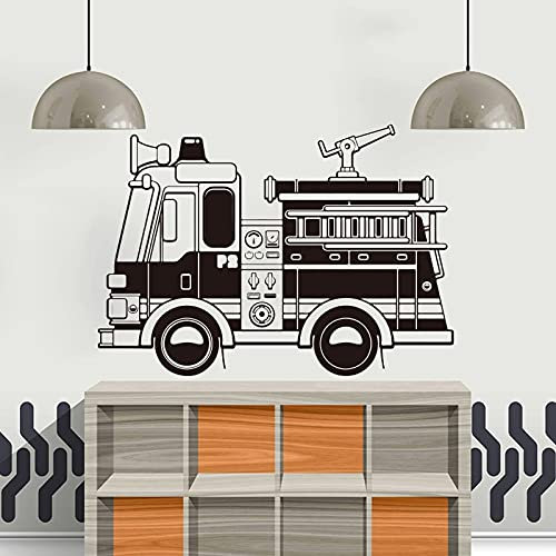 QIANGTOU Feuerwehrauto Wandtattoo Wohnzimmer Abnehmbare Wandbild Für Kinderzimmer Dekoration Vinyl Aufkleber 43x60cm