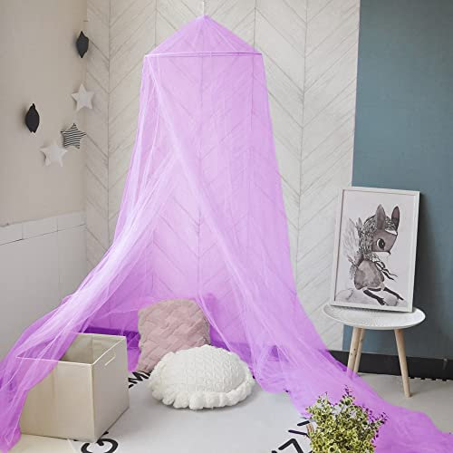 Eimilaly Betthimmel Moskitonetz, Betthimmel für Mädchen Zimmer Dekoration - Insektenschutz hängende Baldachin für Erwachsene, Babys, Outdoor Camping, Purple