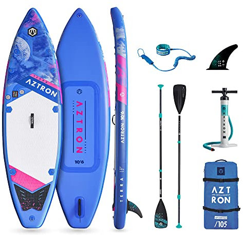 AZTRON Unisex – Erwachsene Terra Touring 10'6 SUP Paddelbrett aufblasbar, hellblau, M