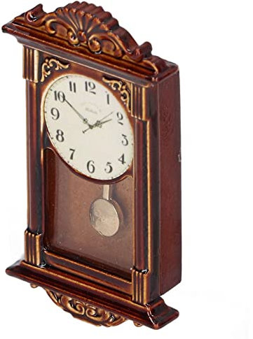 CHICIRIS Wanduhren 1:12 Puppenhausuhr Dekoration Klassischer Stil Exquisite Holzlegierung Miniatur-PuppenhauszubehöR