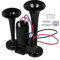 12V Kompressor Fanfare 300dB Druckluft Horn Hupe, Doppelrohr-Elektropumpe mit Metallverbund Lufthorn für alle 12V Fahrzeuge LKW Züge Boote Cars Vans