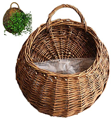 Panier Suspendu Tissé À Main Panier De Jardinière Mural Pot De Fleur en Osier Naturel Pot De Plante en Rotin Décorations Murales