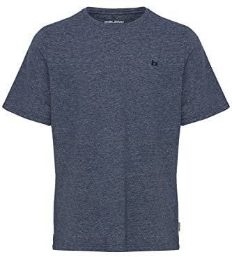Blend BHWilton Melange Tee Herren T-Shirt Kurzarm Shirt Rundhals-Ausschnitt kleine Bruststickerei hochwertige Baumwoll-Qualität, Größe:3XL, Farbe:Dress Blues (194024)