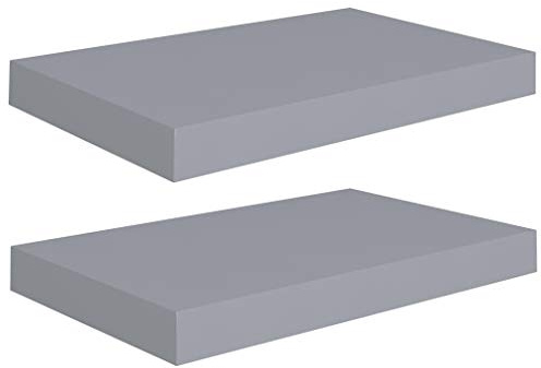 vidaXL Floating Wall Shelves Set of 2, Modern Grey Décor, Honeycomb MDF and Metal Frame, Suitable for Living Room, Bedroom, Office, Easy to Install, 40x23x3.8 cm