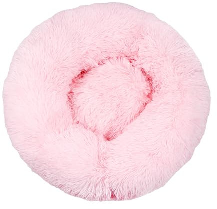 DOTBUY-SHOP Panier Chien Peluche Coussin Chien Rond Lit pour Chat, Coussin Chat Lavable Peluche Animale Compagnie Lit Donut Coussin pour Chats et Petits Chiens (40cm,Rose Clair 1)