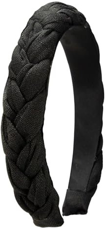 Alpenflüstern Trachten-Flecht-Haarreif Leinen-Optik - Damen Haarschmuck rutschfest, Haarband geflochten fürs Dirndl (schwarz) ADV141