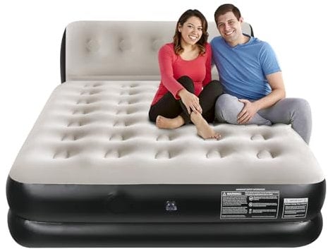 EKEPE Matelas Gonflable 2 Personnes avec Pompe sans Fil et tête de lit intégrée, 202x152x45cm, Lit Gonflable pour la Maison, Le Camping, Le lit d'invité
