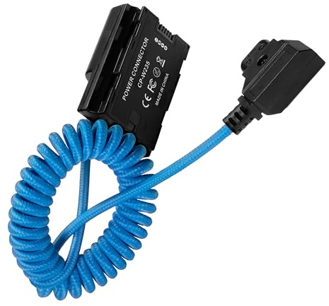 KONDOR BLUE | D-Tap to NP-W235 Dummy Battery Power Cable for Compatible FUJIFILM Cameras | Coiled 16 to 36 Inch, Regulated 8V 2A Output, Continuous External Power | Blue