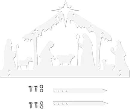 Dualoai Metallische Weihnachtskrippen-Silhouette mit dekorativer Krippendekoration, 40 cm x 25 cm