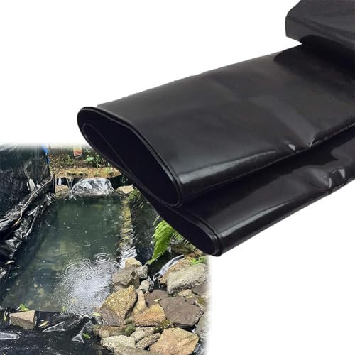MISKYN Teichfolie Schwarz HDPE 2X4m 2X10m 3X8m 7X10m 9X10m, UV-Beständig, Schwimmteich Folie Gartenteich Teichplane, Für Teichbau, Garten- Und Teichzubehör,8 * 10m