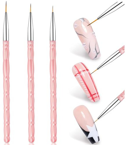 3 Pcs Nail Art Brushes Liner Tools for DIY Nail Art Professional Painting Drawing(7/9/11mm)