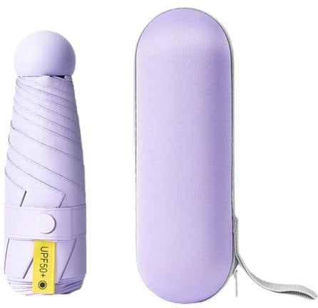 bephible Sonnenschirm, 1 Set, robuster Schirm, fünffach faltbar, Reise-Sonnenschirm, violett, L