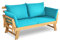 KOMFOTTEU Canapé de Jardin en Bois d'acacia, 2 Places, Sofa de Jardin avec Accoudoirs Inclinables, Canapé d'Extérieur avec Coussin, 157-198 x 75 x 75 cm, pour Terrasse, Balcon, Cour (Turquoise)