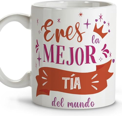 LolaPix Taza tia. Tazas desayuno. Regalo tía. Regalos para mi tía. Taza cerámica 330 ml.