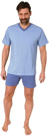 Normann Herren Schlafanzug kurz Shorty Pyjama aus 100% Baumwolle
