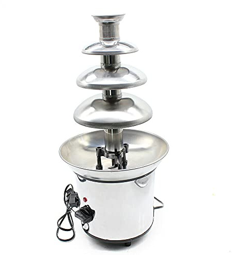 Fontaine à chocolat à 4 étages - Grande fontaine à chocolat électrique 170 W - En acier inoxydable - Avec fonction de fusion pour un écoulement parfait du chocolat