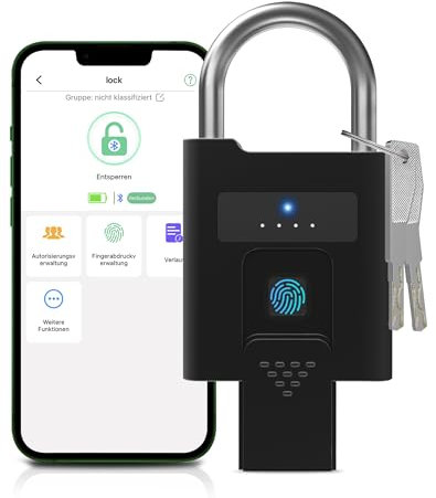 Eseesmart Candado Cerradura de huellas dactilares, candados con control de aplicación, resistente a la intemperie, IP68, para puerta exterior, oficina, casa, jardín, almacenes